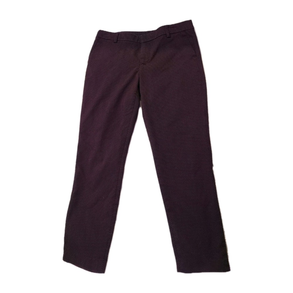 Tommy Hilfiger Madison Stretch Womens Pants Size 6 Burgundy Red Polka Dots